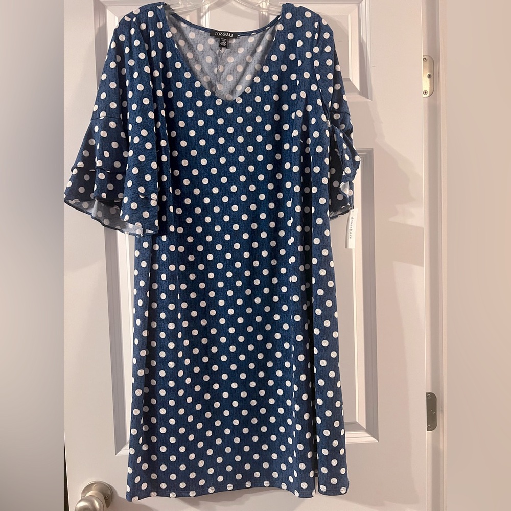 Dressbarn Roz & Ani textured polka dots dress size 1x NWT